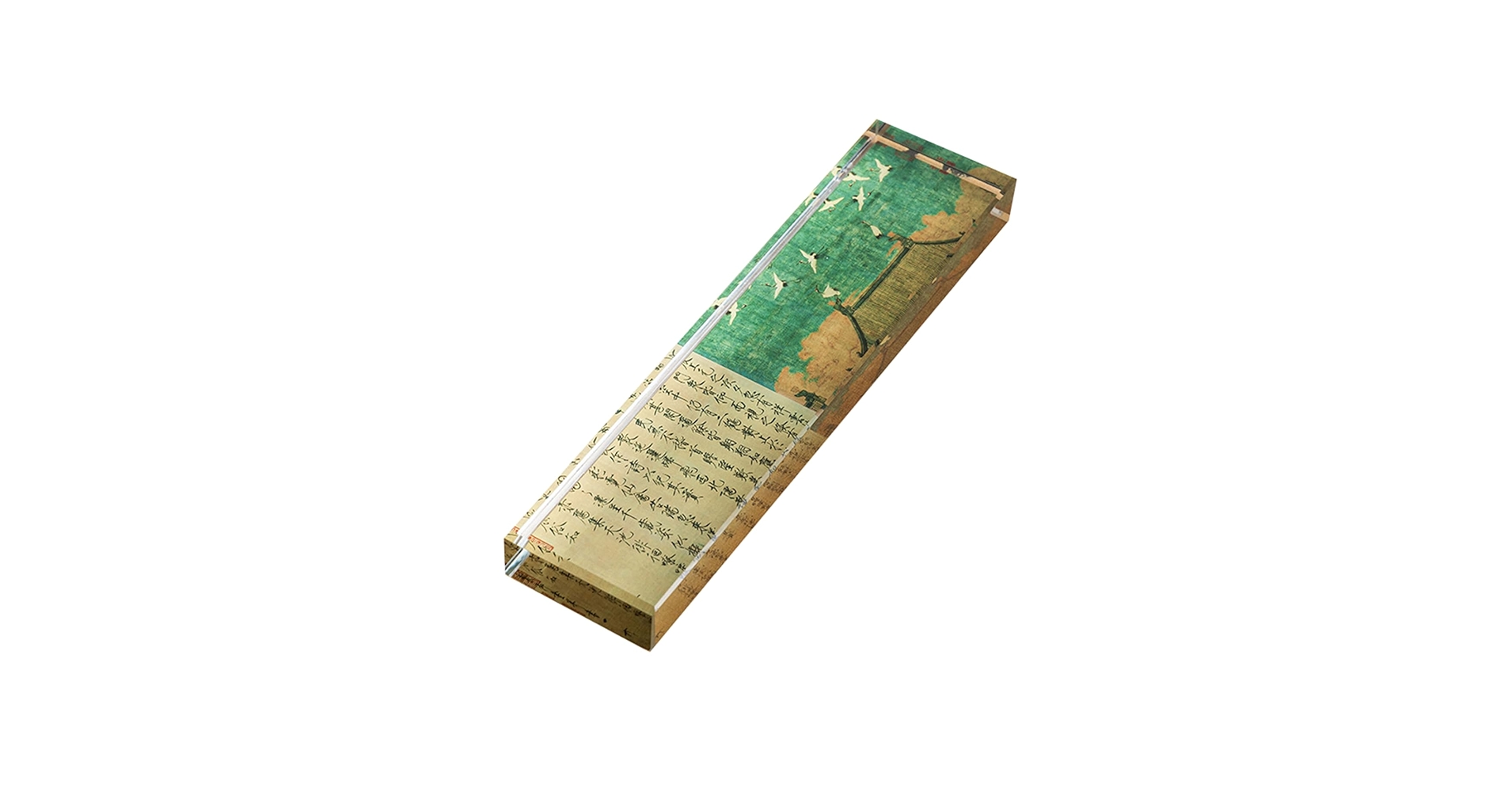 書道具 粉彩色絵『人物風景図』透かし彫り文鎮 文房具 飾り置物★時代物★ 書道具 粉彩色絵『人物風景図』透かし彫り文鎮 文房具 飾り置物